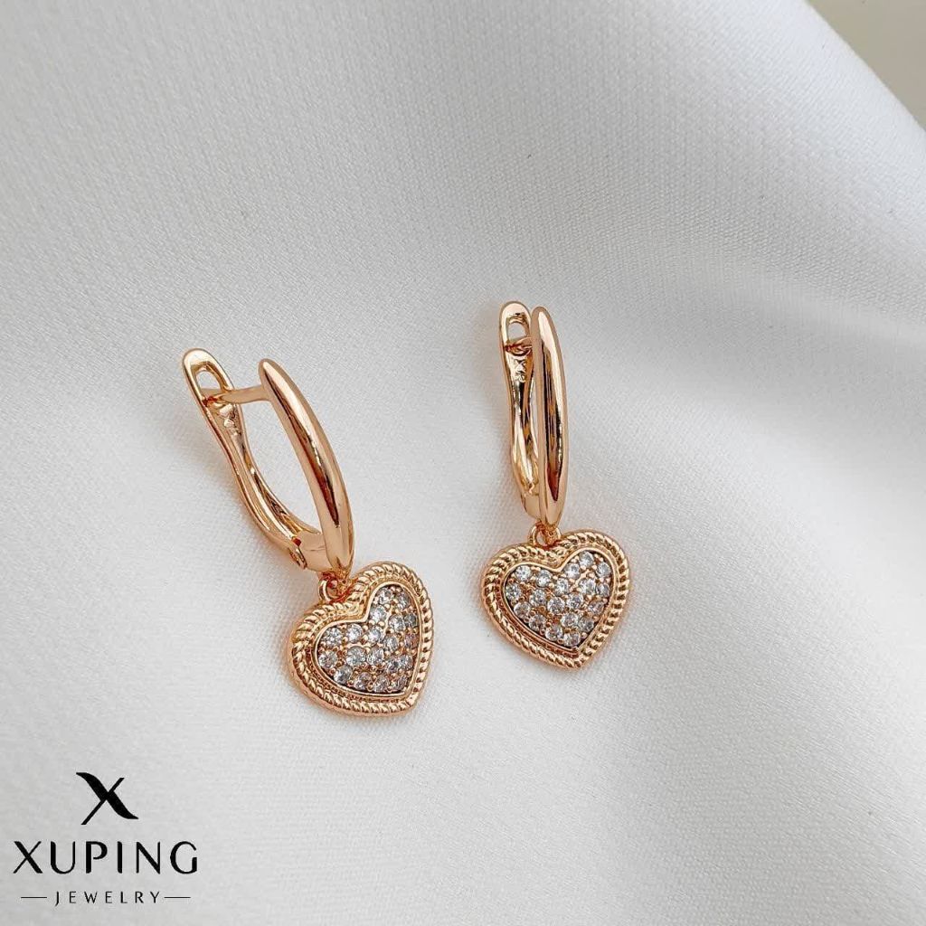 گوشواره قلبی نگین دار ژوپینگ کد 2086